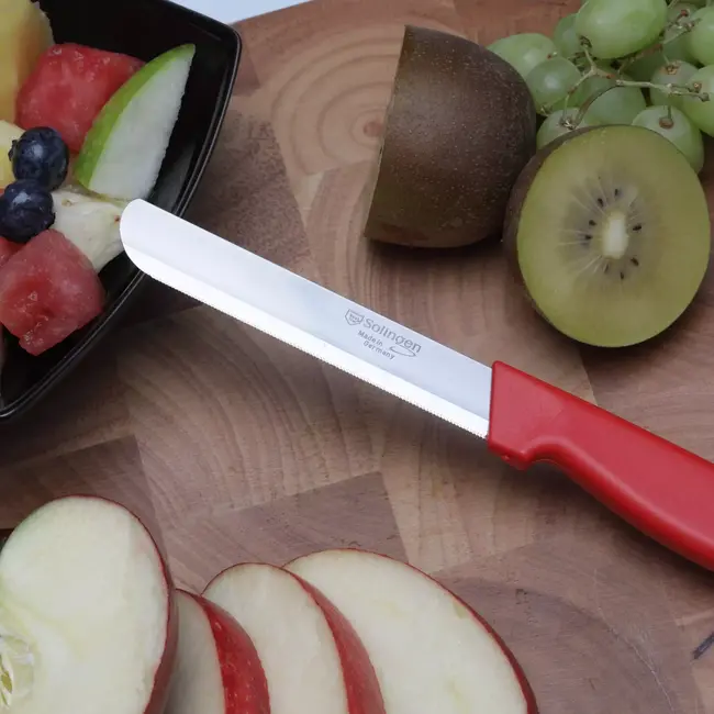 Solingen Tafelmes – Superscherp Microkartel – Brede Smeerkant – RVS – 21,5 cm – Rood