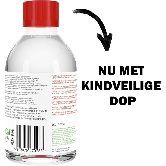 Materialix Minerale Olie voor Hout en Bamboe Snijplanken – Voedselveilig – 250ml