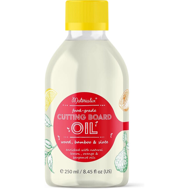 Materialix Antibacteriële Snijplank Olie – Voedselveilige Minerale Olie voor Houten en Bamboe Snijplanken met Citrusgeur – 250ml