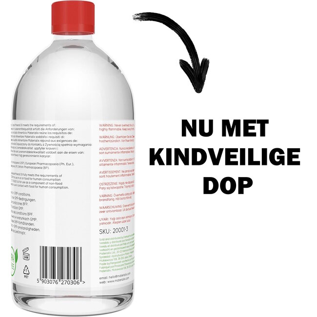 Materialix Minerale Olie voor Hout en Bamboe Snijplanken – Voedselveilig – 1000ml