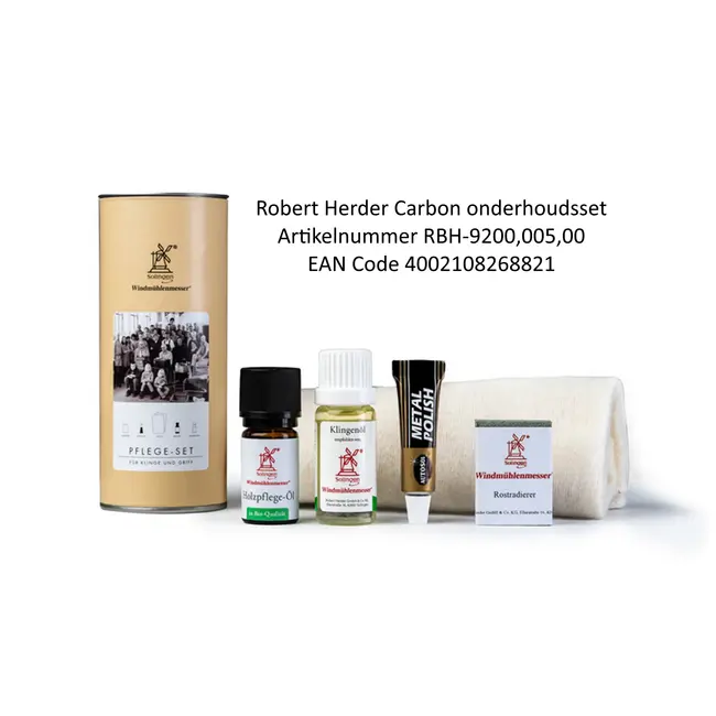 Robert Herder Molenmes – Officemes – Carbonstaal – Middenspits- Lemmet 85 mm – Heft Eikenhout