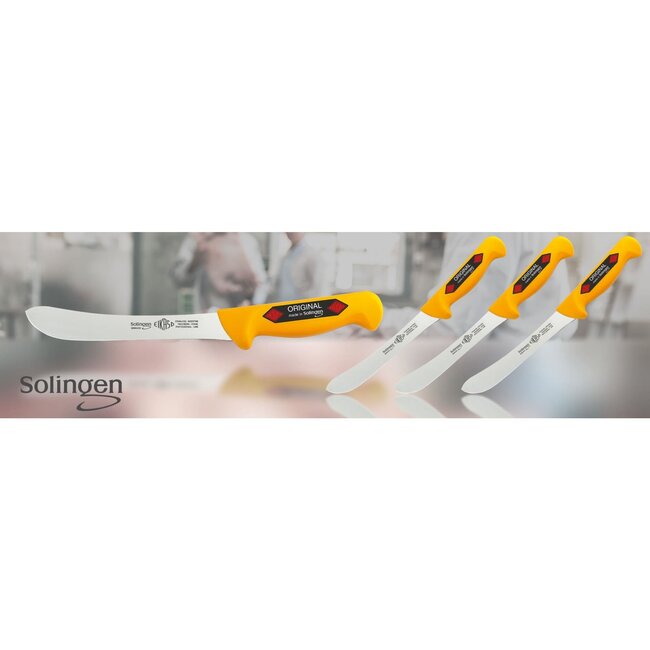 Eikaso Solingen Slachtmes – Semi-flexibel Lemmet – Ergonomisch Geel Handvat – 23 cm