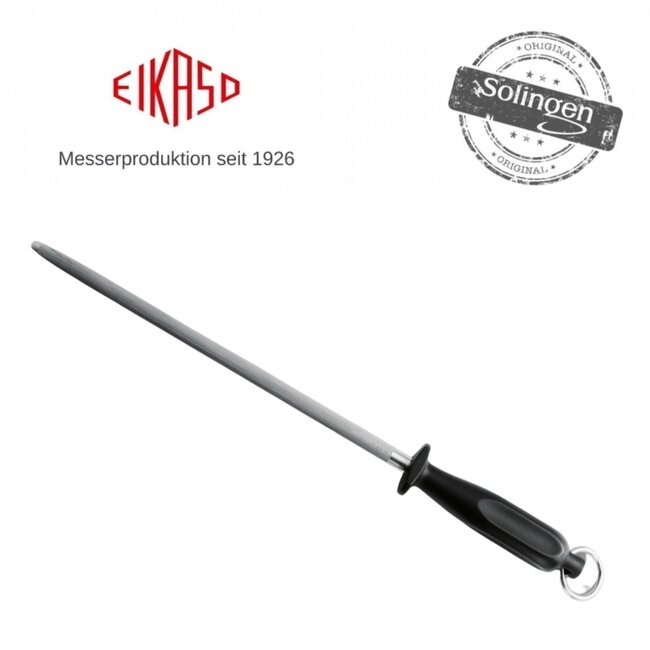 Eikaso Solingen Rond aanzetstaal – grof – ergonomisch zwart handvat – 23 cm