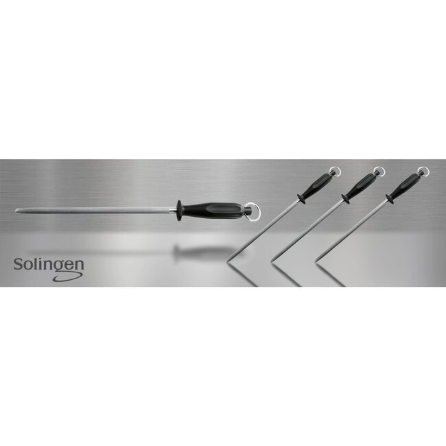 Eikaso Solingen Rond aanzetstaal – grof – ergonomisch zwart handvat – 23 cm