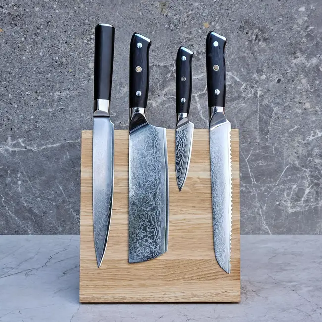 HOCHO Eiken Magnetisch Messenblok – 230x100x230 mm – Voor 4 Messen