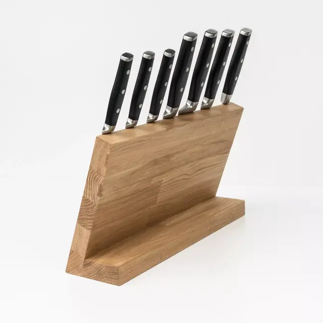 HOCHO Eiken Magnetisch Messenblok – 375x100x210 mm – Voor 7 Messen