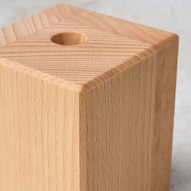 HOCHO Beukenhouten Vaas 55x55x70 mm – Met Glazen Buisje voor Bloemen