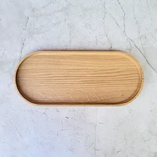 HOCHO Eiken Houten Dienblad – 350x150x15 mm – Hardwax Bescherming – Met Silicone Voetjes