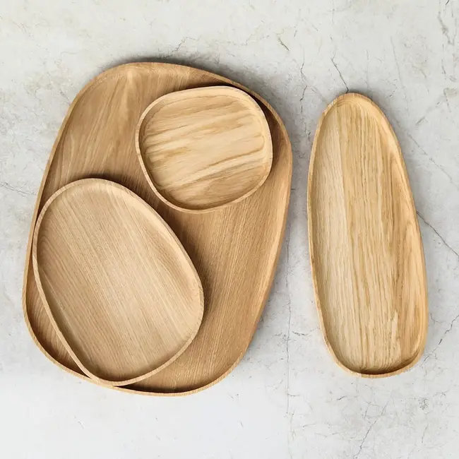 HOCHO Eiken Houten Dienblad – 400x300x20 mm – Hardwax Bescherming – Met Silicone Voetjes