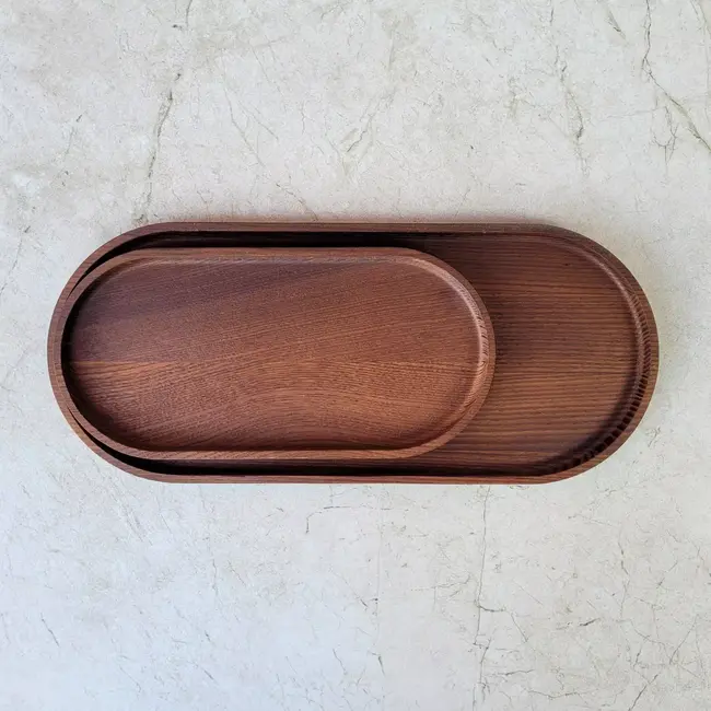 HOCHO Essenhouten Serveer Dienblad – 350x150x15 mm – Hardwax Bescherming – Voor Koffie, Snacks en Decoratie