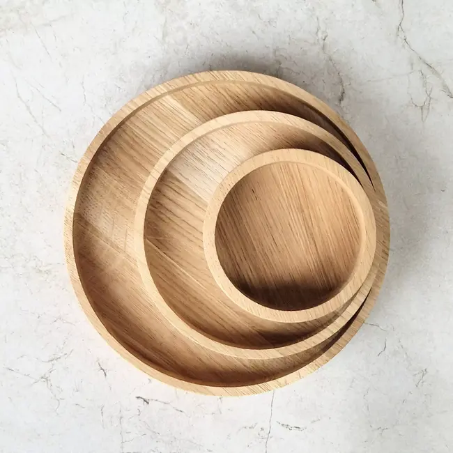 HOCHO Eikenhouten Snack Kom Groot – Ø 200x30 mm – Hard Wax Afwerking