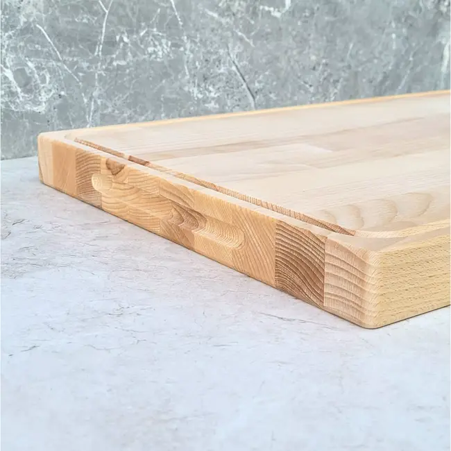 HOCHO Dikke Beuken Hakblok – Snijplank met Sapgeul en Handgrepen – Beukenhout – 395x295x40 mm