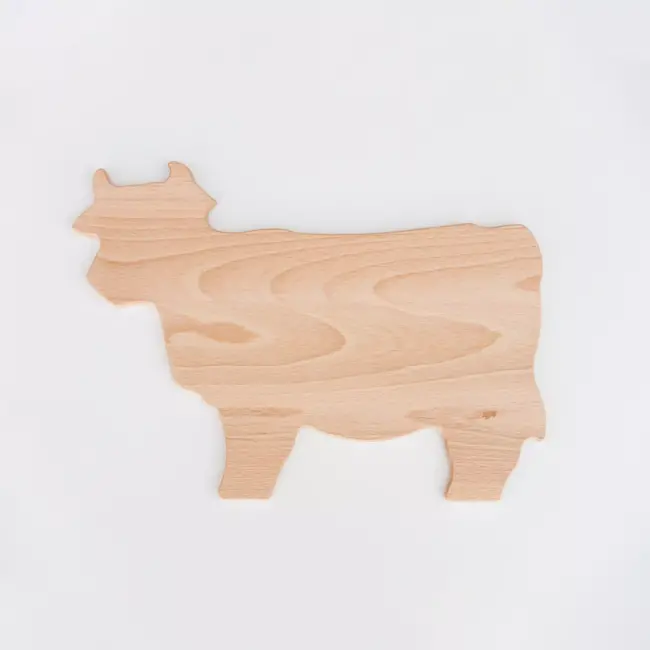 HOCHO Snij- en Serveerplank Koevorm – Beukenhout – 300x200x9 mm