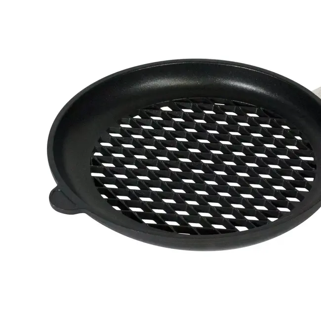 AMT Gastroguss Geperforeerde barbecuepan Ø 32 cm hoogte 4 cm met afneembare steel LOTAN® antiaanbaklaag voor barbecue en grill