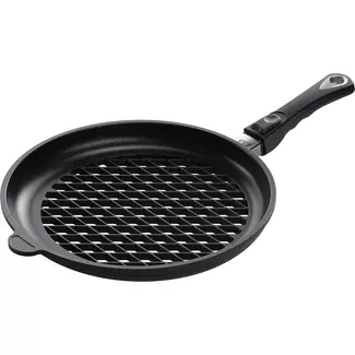 AMT Gastroguss Geperforeerde barbecuepan Ø 32 cm hoogte 4 cm met afneembare steel LOTAN® antiaanbaklaag voor barbecue en grill