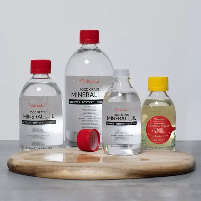 Materialix Antibacteriële Snijplank Olie – Voedselveilige Minerale Olie voor Houten en Bamboe Snijplanken met Citrusgeur – 250ml