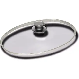 AMT Gastroguss Gehard glazen deksel 41 x 27 cm met 18/10 rvs rand met dekselknop