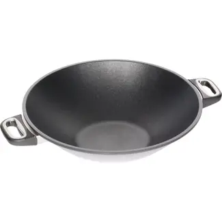 AMT Gastroguss Wokpan Ø 36 cm hoogte 9 cm 4,3 liter met zijhandgrepen LOTAN® antiaanbaklaag geschikt voor alle warmtebronnen incl. inductie