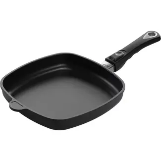 AMT Gastroguss Vierkante koekenpan 26 x 26 cm hoogte 4 cm met afneembare steel LOTAN® antiaanbaklaag geschikt voor alle warmtebronnen incl. inductie