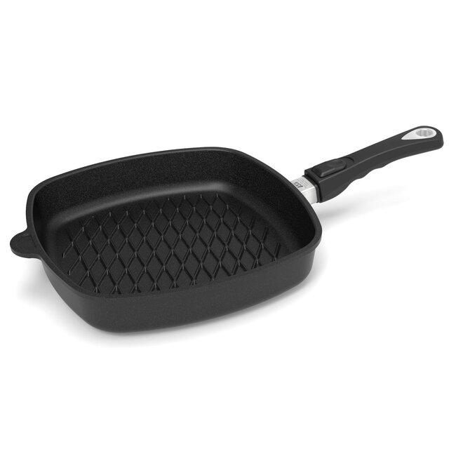 AMT Gastroguss Vierkante grillpan met BBQ-patroon – 28x28 cm – Geschikt voor inductie – Lotan® anti-aanbaklaag