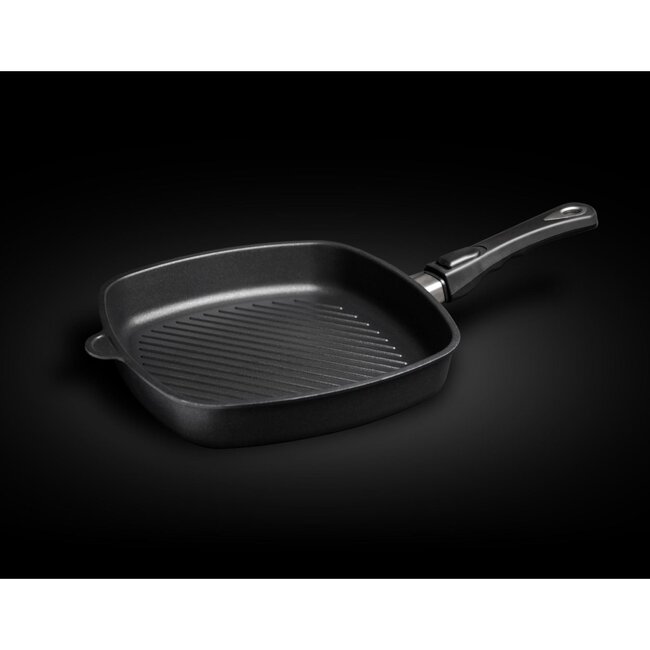 AMT Gastroguss Vierkante grillpan – 28 cm – BBQ rhombus grilloppervlak – Lotan® antiaanbaklaag – Inductiegeschikt