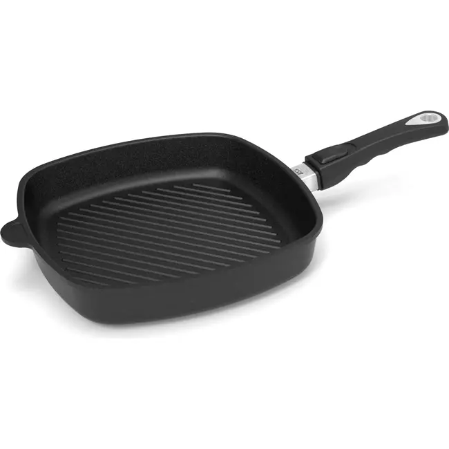 AMT Gastroguss Vierkante grillpan – 28 cm – BBQ rhombus grilloppervlak – Lotan® antiaanbaklaag – Inductiegeschikt