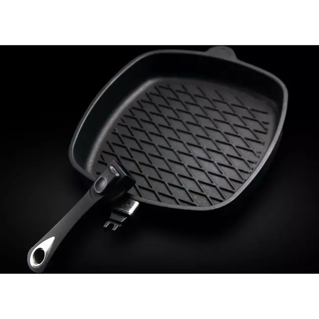 AMT Gastroguss Vierkante grillpan met BBQ-patroon – 28x28 cm – Geschikt voor inductie – Lotan® anti-aanbaklaag