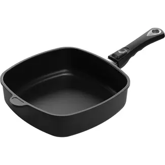 AMT Gastroguss Vierkante hapjespan 26 x 26 cm hoogte 7 cm met afneembare steel LOTAN® antiaanbaklaag geschikt voor alle warmtebronnen incl. inductie