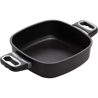 AMT Gastroguss Vierkante braadpan 24 x 24 cm hoogte 7 cm met zijhandgrepen LOTAN® antiaanbaklaag geschikt voor alle warmtebronnen incl. inductie