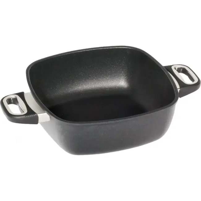 AMT Gastroguss Diepe vierkante pan – Handgegoten aluminium – 26x26x9 cm – Geschikt voor inductie – Met zijgrepen