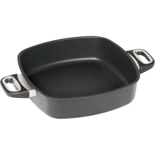 AMT Gastroguss Vierkante braadpan 28 x 28 cm hoogte 7 cm met zijhandgrepen LOTAN® antiaanbaklaag geschikt voor alle warmtebronnen incl. inductie