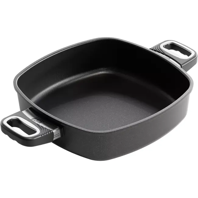 AMT Gastroguss Vierkante braadpan 28 x 28 cm hoogte 7 cm met zijhandgrepen LOTAN® antiaanbaklaag geschikt voor alle warmtebronnen incl. inductie
