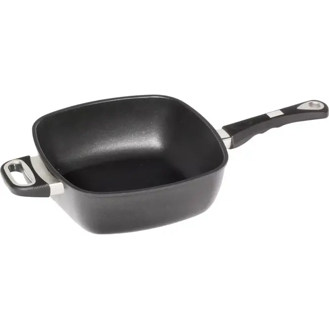 AMT Gastroguss Vierkante diepe pan – 26x26x9 cm – lange en zijhandgreep – inductiegeschikt