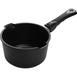 AMT Gastroguss Melk en sauspan Ø 20 cm met twee schenktuiten met afneembare steel LOTAN® antiaanbaklaag geschikt voor alle warmtebronnen incl. inductie