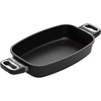 AMT Gastroguss Braadslede 33 x 21 cm hoogte 6 cm 3 liter met zijhandgrepen LOTAN® antiaanbaklaag geschikt voor alle warmtebronnen incl. inductie
