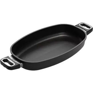 AMT Gastroguss Braadslede 40 x 24 cm hoogte 7 cm 3 liter met zijhandgrepen LOTAN® antiaanbaklaag geschikt voor alle warmtebronnen incl. inductie
