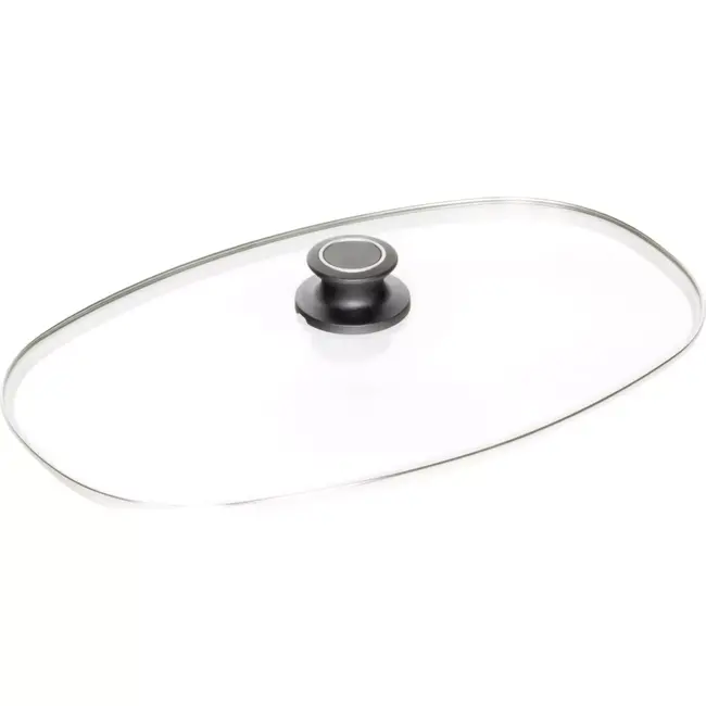 AMT Gastroguss Gehard glazen deksel 40 x 24 cm met 18/10 rvs rand met dekselknop