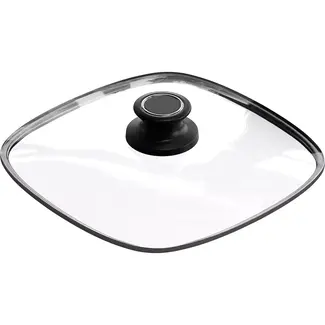 AMT Gastroguss Gehard glazen deksel 24 x 24 cm met 18/10 rvs rand met dekselknop