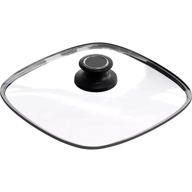 AMT Gastroguss Vierkant glazen deksel – 24x24 cm – roestvrijstalen rand – ovenbestendig tot 240°C