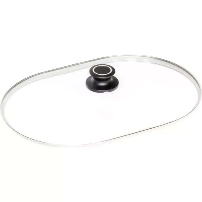 AMT Gastroguss Roosterdeksel met glazen knop – 42x28 cm – Veiligheidsglas – Ovenbestendig – Transparant ontwerp