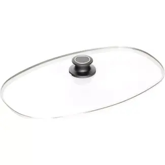 AMT Gastroguss Gehard glazen deksel 32 x 22 cm met 18/10 rvs rand met dekselknop