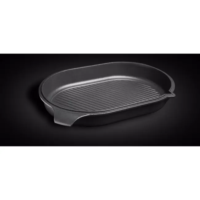 AMT Gastroguss Deksel voor braadslede – Grilloppervlak – Saprand en tuit – 42x28x6 cm – Geschikt voor inductie