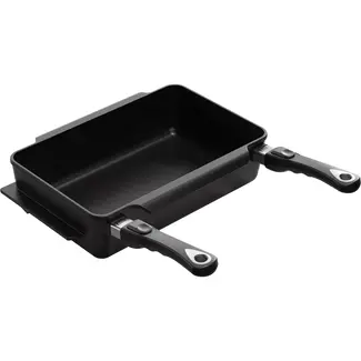 AMT Gastroguss Braadslede 38 x 24 cm hoogte 9 cm 7 liter universele uitvoering met afneembare handgrepen LOTAN® antiaanbaklaag geschikt voor alle warmtebronnen behalve inductie