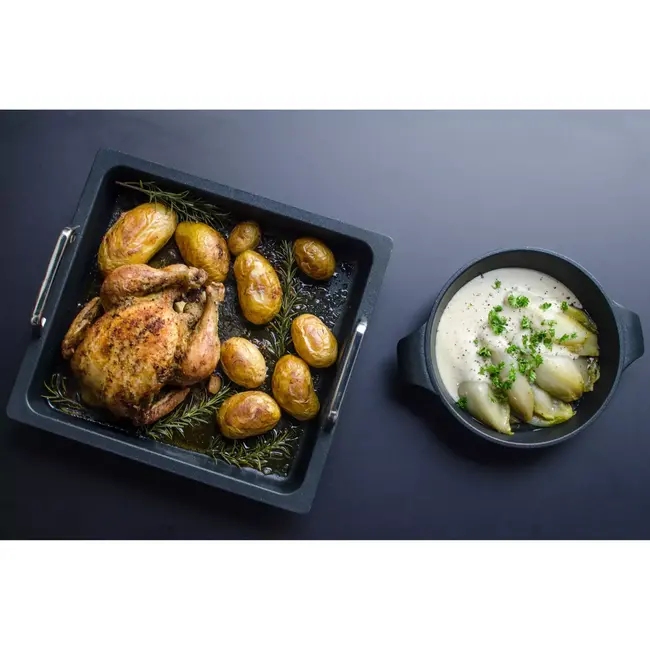 AMT Gastroguss Serveerpan Ø 22 cm – Titanium – Krasbestendig – Ovenbestendig tot 240°C