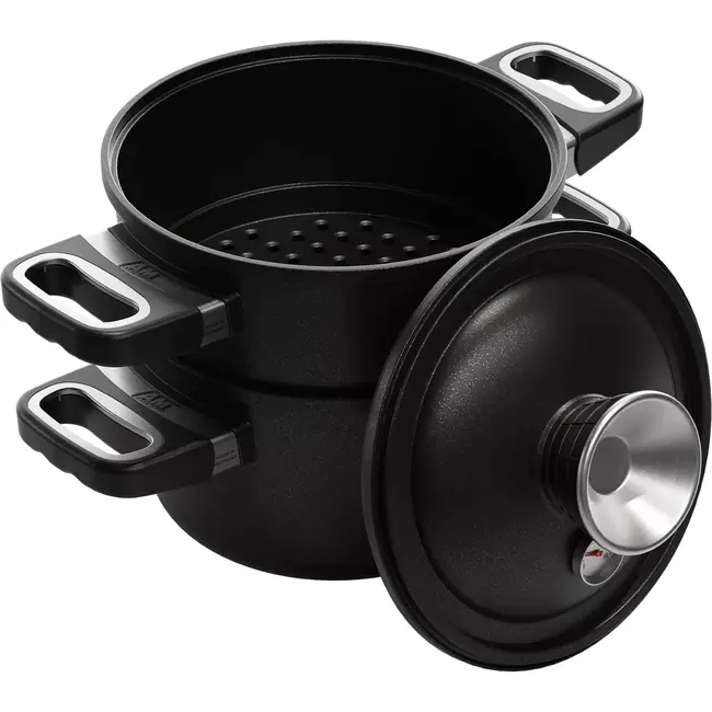 AMT Gastroguss Pot- en stoomset – Geschikt voor alle warmtebronnen – Energiezuinig koken