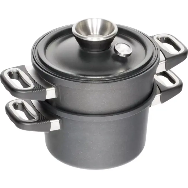 AMT Gastroguss Pot- en stoomset – Geschikt voor alle warmtebronnen – Energiezuinig koken