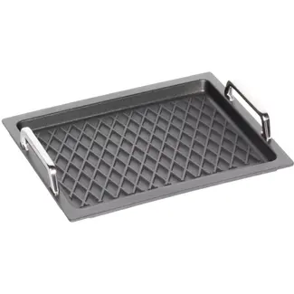 AMT Gastroguss Gastronorm bak GN 2/3 hoogte 2 cm met handgrepen met barbecueoppervlak LOTAN® antiaanbaklaag geschikt voor alle warmtebronnen incl. inductie