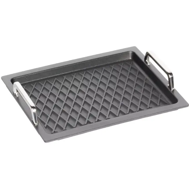 AMT Gastroguss Gastronorm bakplaat – BBQ oppervlak – Geschikt voor inductie – 35,5x32,5 cm – Met handgrepen