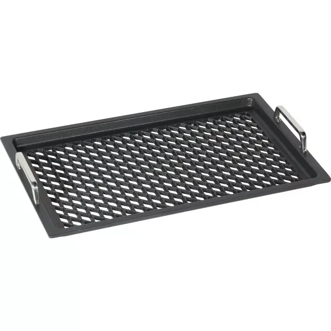 AMT Gastroguss Gastronorm bak GN 1/1 hoogte 2 cm met handgrepen met barbecueoppervlak geperforeerd LOTAN® antiaanbaklaag voor barbecue en grill