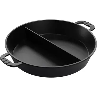 AMT Gastroguss Grote braadpan Ø 50 cm met 2 vakken LOTAN® antiaanbaklaag geschikt voor alle warmtebronnen behalve inductie